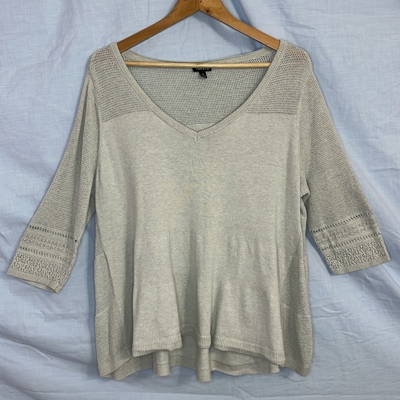 Torrid Light Gray Pointelle Stitch Babydoll Lightweight Summer Sweater in 2 (2X) - Picture 2 of 16